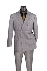 Vinci Gray Regular Fit Double Breasted Suit - DRW-1