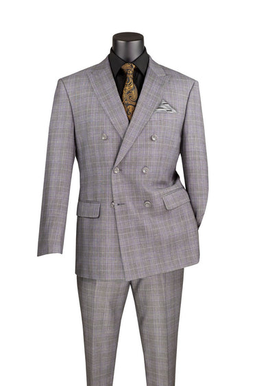 Vinci Gray Regular Fit Double Breasted Suit - F-DRW1