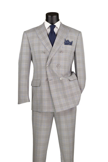 Vinci Gray Regular Fit Double Breasted Suit - F-DRW2
