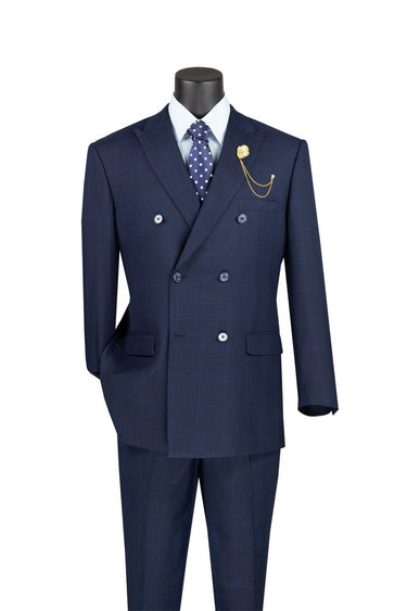 Vinci Navy Regular Fit Double Breasted Suit - F-DRW2
