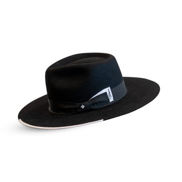 Bellissimo Stud in Black and White Fur Felt Fedora