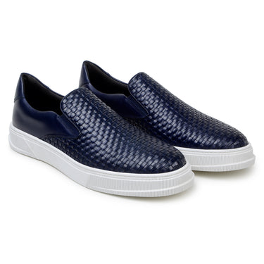 Belvedere Fernando in Navy Men's Woven Leather Slip-On Sneaker