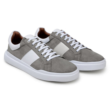 Belvedere Olivier in Pewter / White Men's Low-Top Suede Sneaker