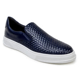 Belvedere Fernando in Navy Men's Woven Leather Slip-On Sneaker