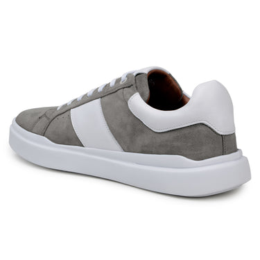 Belvedere Olivier in Pewter / White Men's Low-Top Suede Sneaker