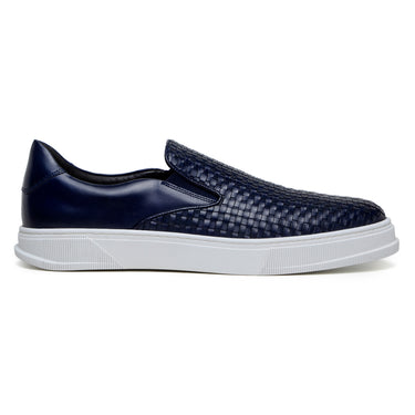 Belvedere Fernando in Navy Men's Woven Leather Slip-On Sneaker in Navy