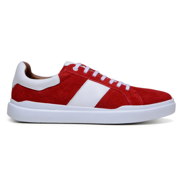 Belvedere Olivier in Red / White Men's Low-Top Suede Sneaker in Red