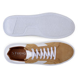 Belvedere Olivier in Tan / White Men's Low-Top Suede Sneaker