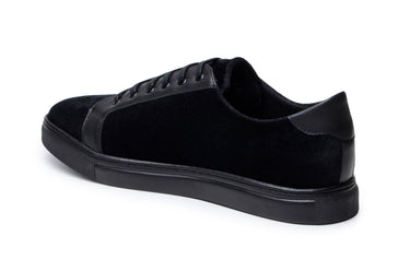 Belvedere Prince in Black Velvet & Polished Leather Formal Sneakers