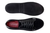 Belvedere Prince in Black Velvet & Polished Leather Formal Sneakers