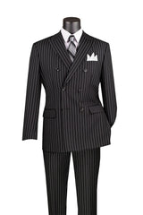 Vinci Black Regular Fit Double Breasted Suit - DSS-4