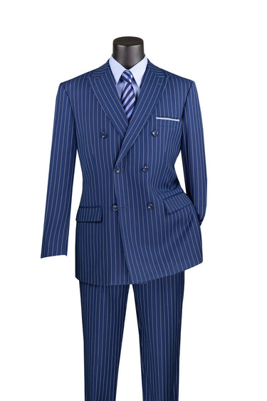 Vinci Blue Regular Fit Double Breasted Suit - DSS-4