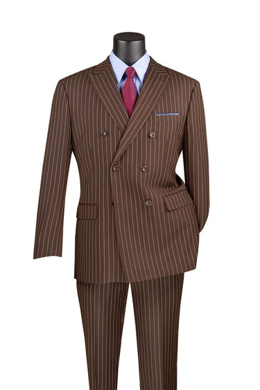 Vinci Brown Regular Fit Double Breasted Suit - DSS-4
