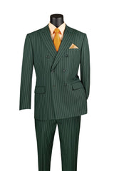 Vinci Double Breasted Regular Fit Suit in Hunter Green - DSS-4