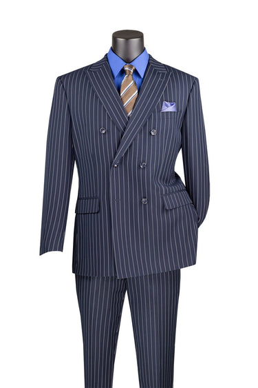 Vinci Navy Regular Fit Double Breasted Suit - F-DSS