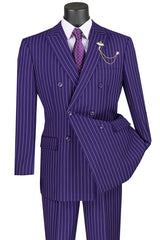 Vinci Double Breasted Regular Fit Suit in Purple - DSS-4