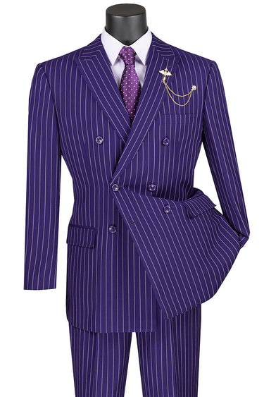Vinci Purple Regular Fit Double Breasted Suit - DSS-4