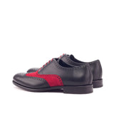 DapperFam Aeron in Black / Red Men's Italian Leather & Italian Suede Full Brogue
