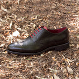 DapperFam Aeron in Black / Red Men's Italian Pebble Grain Leather Full Brogue in Black / Red