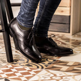 DapperFam Aeron in Black Men's Italian Leather Full Brogue — Style 5386