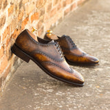 DapperFam Aeron in Cognac / Brown Men's Hand-Painted Patina Full Brogue — Style 4653