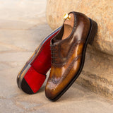 DapperFam Aeron in Cognac / Brown Men's Hand-Painted Patina Full Brogue — Style 3607