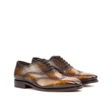 DapperFam Aeron in Cognac / Brown Men's Hand-Painted Patina Full Brogue — Style 4653
