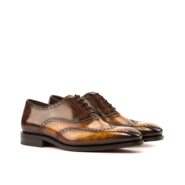 DapperFam Aeron in Cognac / Brown Men's Hand-Painted Patina Full Brogue in Cognac / Brown