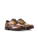DapperFam Aeron in Cognac Men's Hand-Painted Patina Full Brogue in Cognac