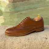 DapperFam Aeron in Cognac Men's Italian Leather Full Brogue — Style 2411