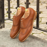 DapperFam Aeron in Cognac Men's Italian Leather Full Brogue — Style 2640