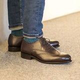 DapperFam Aeron in Dark Brown Men's Italian Leather Full Brogue — Style 5007