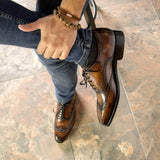 DapperFam Aeron in Fire Men's Hand-Painted Patina Full Brogue