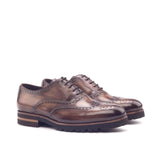DapperFam Aeron in Med Brown / Brown Men's Lux Suede & Hand-Painted Patina Full Brogue in Med Brown / Brown