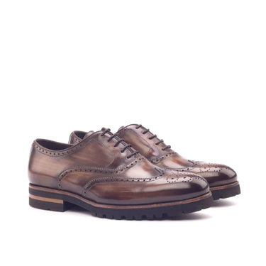 DapperFam Aeron in Med Brown / Brown Men's Lux Suede & Hand-Painted Patina Full Brogue in Med Brown / Brown