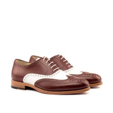 DapperFam Aeron in Med Brown / White Men's Italian Leather Full Brogue in Med Brown / White