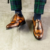 DapperFam Aeron in Med Brown Men's Italian Leather Full Brogue — Style 5288