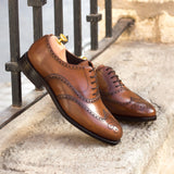 DapperFam Aeron in Med Brown Men's Italian Leather Full Brogue — Style 3293