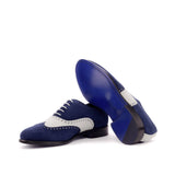 DapperFam Aeron in Navy / White Men's Italian Suede Full Brogue