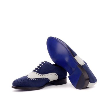 DapperFam Aeron in Navy / White Men's Italian Suede Full Brogue
