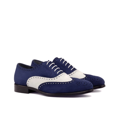 DapperFam Aeron in Navy / White Men's Italian Suede Full Brogue in Navy / White