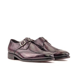 DapperFam Brenno in Aubergine Men's Hand-Painted Patina Single Monk in Aubergine