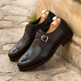 DapperFam Brenno in Black Men's Italian Full Grain Leather Single Monk — Style 3253