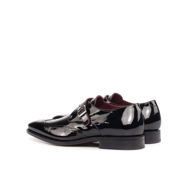 DapperFam Brenno in Black Men's Italian Patent Leather Single Monk