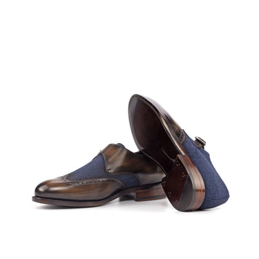 DapperFam Brenno in Brown / Jeans Men's Sartorial & Hand-Painted Patina Single Monk