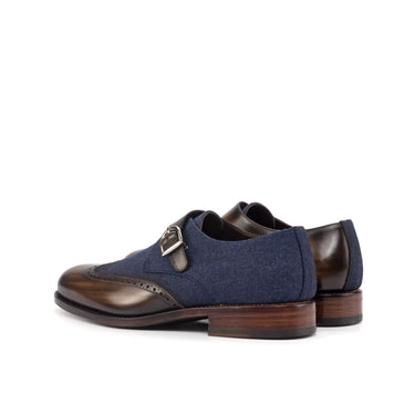 DapperFam Brenno in Brown / Jeans Men's Sartorial & Hand-Painted Patina Single Monk