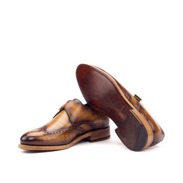 DapperFam Brenno in Cognac Men's Hand-Painted Patina Single Monk