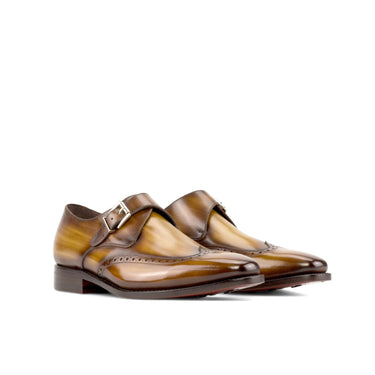 DapperFam Brenno in Cognac Men's Hand-Painted Patina Single Monk in Cognac