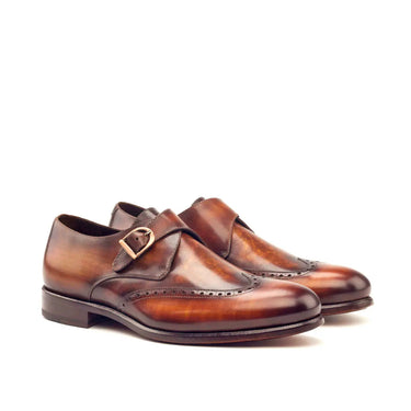 DapperFam Brenno in Cognac Men's Hand-Painted Patina Single Monk in Cognac