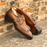 DapperFam Brenno in Cognac Men's Italian Leather Single Monk
